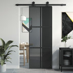 Vidaxl schuifdeur 76x205 cm gehard glas en aluminium zwart