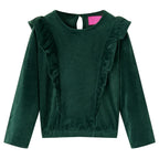Vidaxl kinderblouse met ruches 128 donkergroen