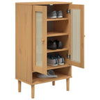 Vidaxl schoenenkast senja 59,5x35x107 cm rattan look grenenhout bruin
