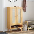 Vidaxl schoenenkast senja 59,5x35x107 cm rattan look grenenhout bruin