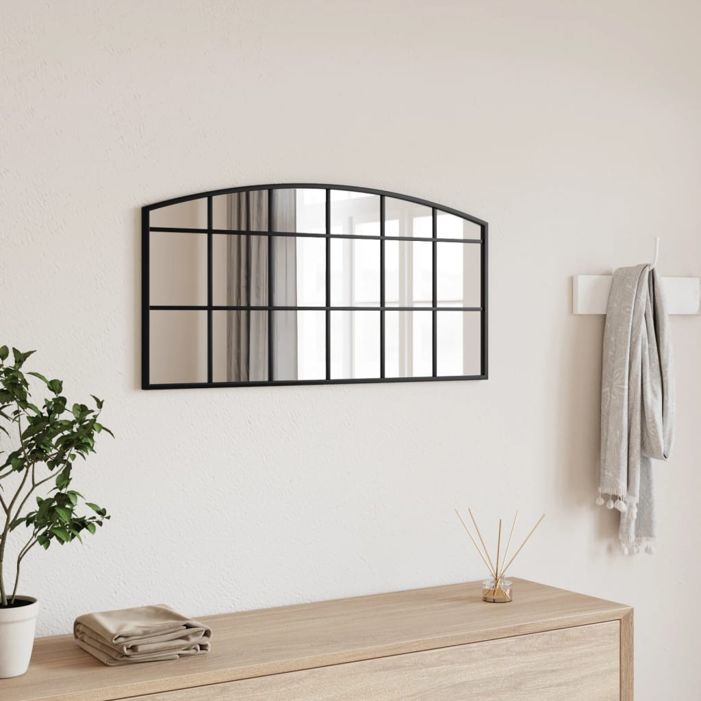 Vidaxl wandspiegel boog 80x40 cm ijzer zwart