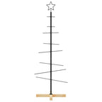 Vidaxl kerstdecoratie kerstboom met houten basis 120 cm metaal zwart