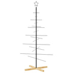 Vidaxl kerstdecoratie kerstboom met houten basis 150 cm metaal zwart
