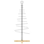 Vidaxl kerstdecoratie kerstboom met houten basis 150 cm metaal zwart