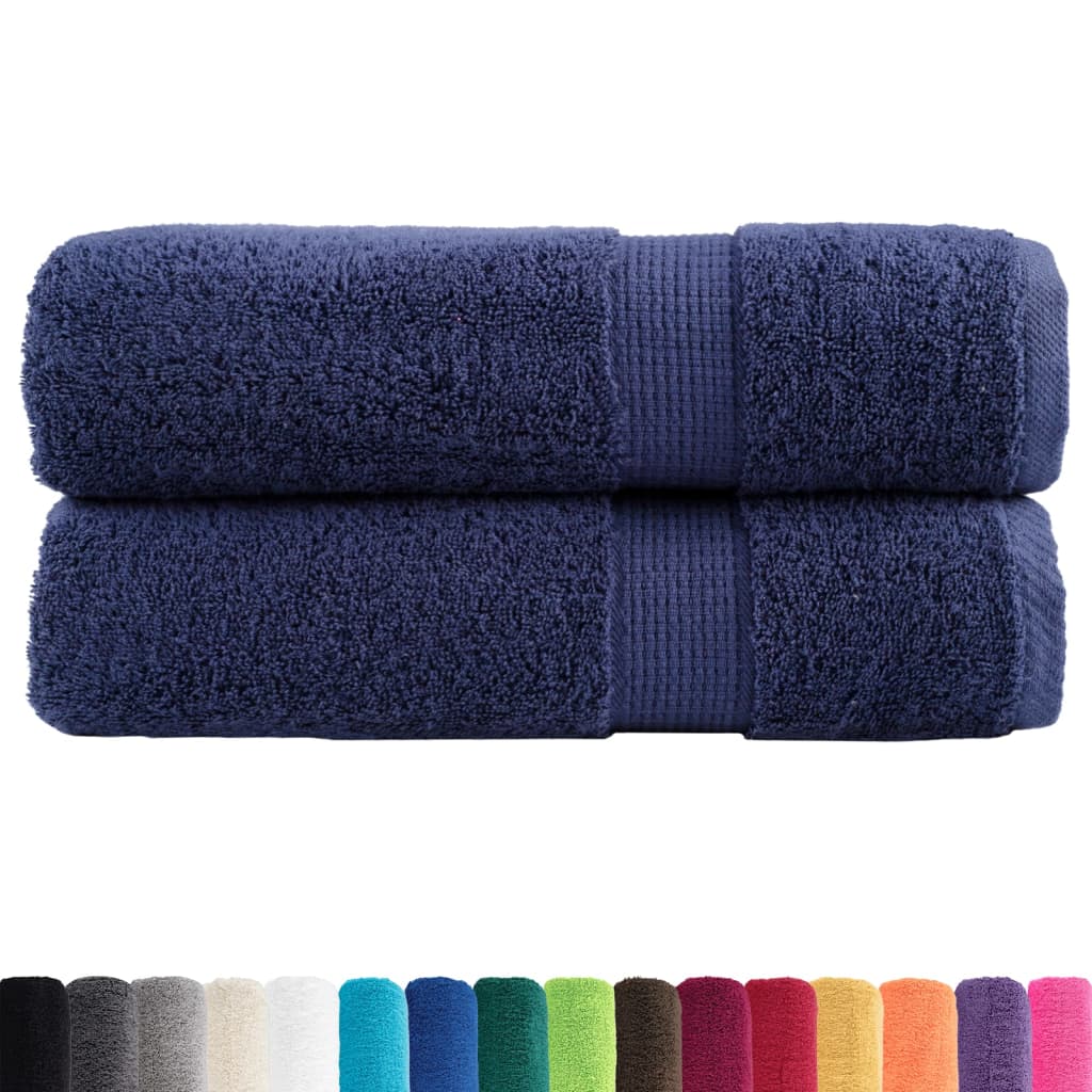 Vidaxl badhanddoeken solund 2 st 600 g m² 70x140 cm marineblauw