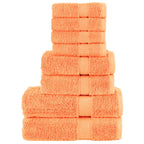 Vidaxl 8-delige handdoekenset solund 600 g m² oranje