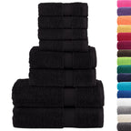 Vidaxl 8-delige handdoekenset solund 600 g m² zwart
