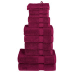 Vidaxl 12-delige handdoekenset solund 600 g m² bordeauxrood