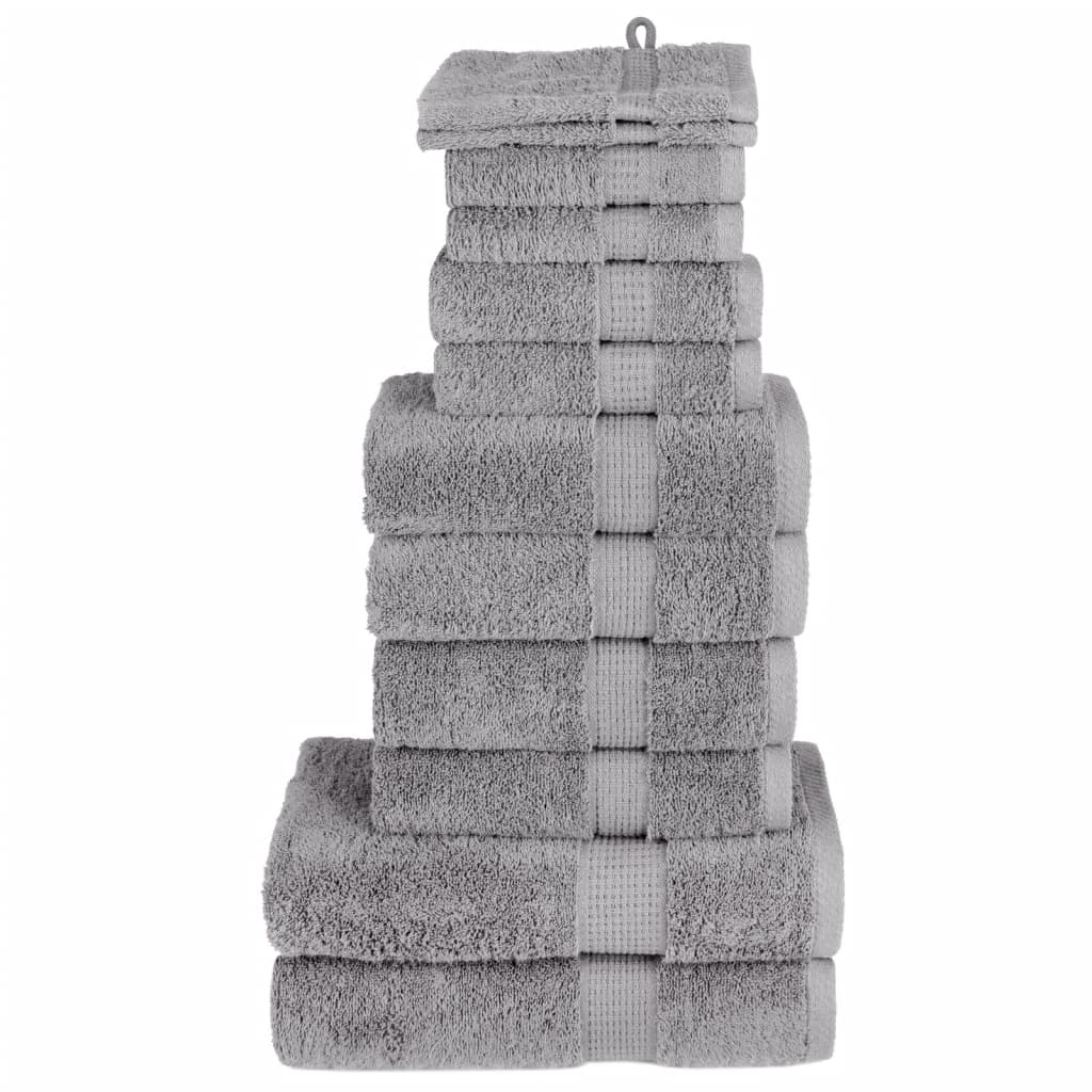 Vidaxl 12-delige handdoekenset solund 600 g m² grijs