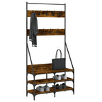 Vidaxl kledingrek met schoenenrek 90x34x184 cm gerookt eikenkleurig