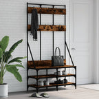 Vidaxl kledingrek met schoenenrek 100x40x184 cm gerookt eikenkleurig
