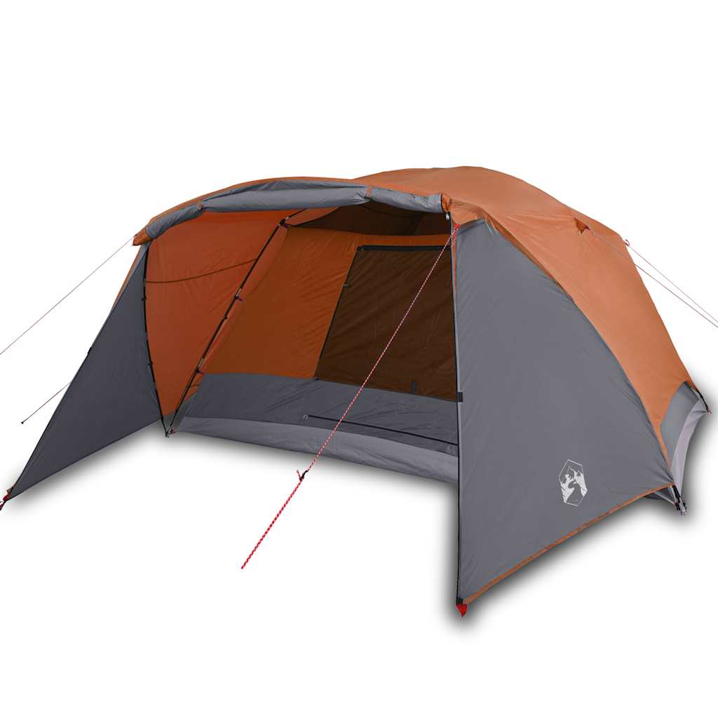 Vidaxl tent met luifel 4-persoons waterdicht grijs en oranje
