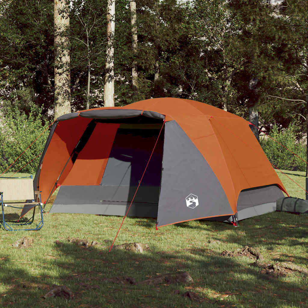 Vidaxl tent met luifel 4-persoons waterdicht grijs en oranje