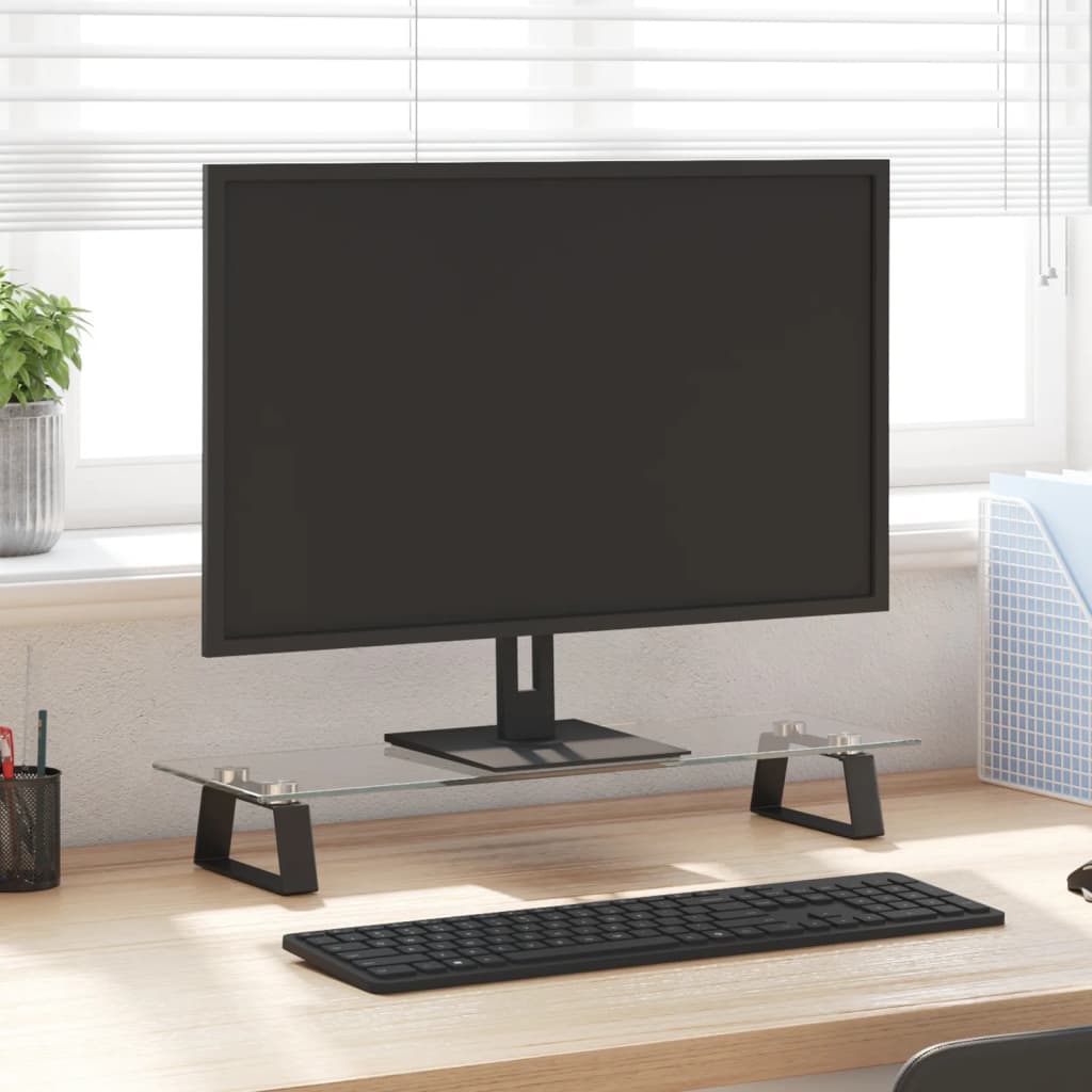Vidaxl monitorstandaard 60x20x8 cm gehard glas en metaal zwart