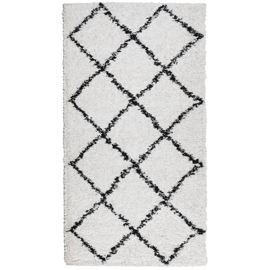 Vidaxl vloerkleed pamplona shaggy hoogpolig 60x110 cm crème en zwart