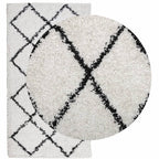 Vidaxl vloerkleed pamplona shaggy hoogpolig 60x110 cm crème en zwart