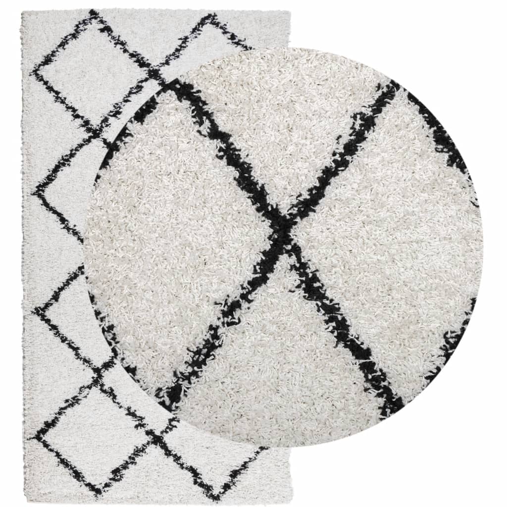 Vidaxl vloerkleed pamplona shaggy hoogpolig 60x110 cm crème en zwart