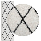 Vidaxl vloerkleed pamplona shaggy hoogpolig 80x250 cm crème en zwart