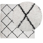 Vidaxl vloerkleed pamplona shaggy hoogpolig 160x160 cm crème en zwart