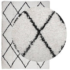 Vidaxl vloerkleed pamplona shaggy hoogpolig 160x230 cm crème en zwart