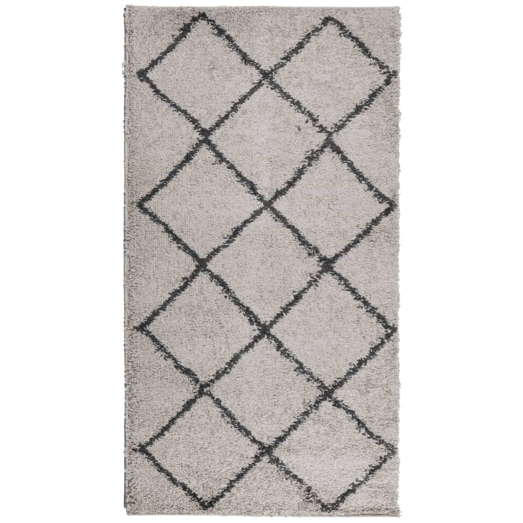 Vidaxl vloerkleed pamplona shaggy hoogpolig 60x110 cm beige antraciet