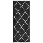 Vidaxl vloerkleed pamplona shaggy hoogpolig 80x200 cm zwart en crème