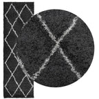 Vidaxl vloerkleed pamplona shaggy hoogpolig 80x250 cm zwart en crème