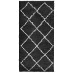 Vidaxl vloerkleed pamplona shaggy hoogpolig 100x200 cm zwart en crème