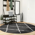 Vidaxl vloerkleed pamplona shaggy hoogpolig ø 200 cm zwart en crème