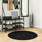 VidaXL Vloerkleed OVIEDO laagpolig Ø 100 cm zwart