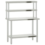 Vidaxl keukenwerktafel met bovenschap 110x55x150 cm roestvrij staal
