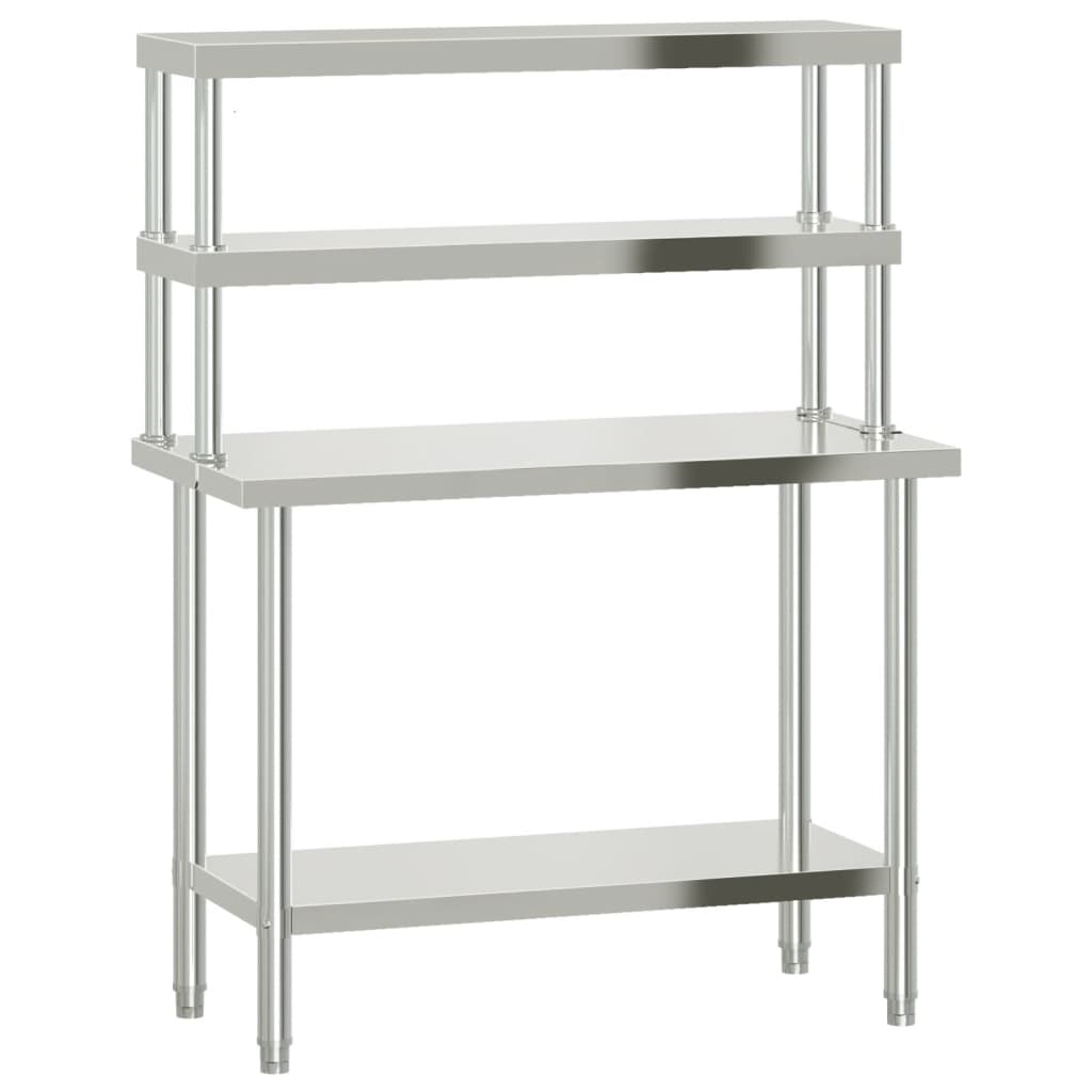 Vidaxl keukenwerktafel met bovenschap 110x55x150 cm roestvrij staal