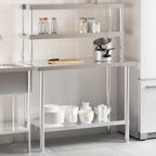 Vidaxl keukenwerktafel met bovenschap 110x55x150 cm roestvrij staal