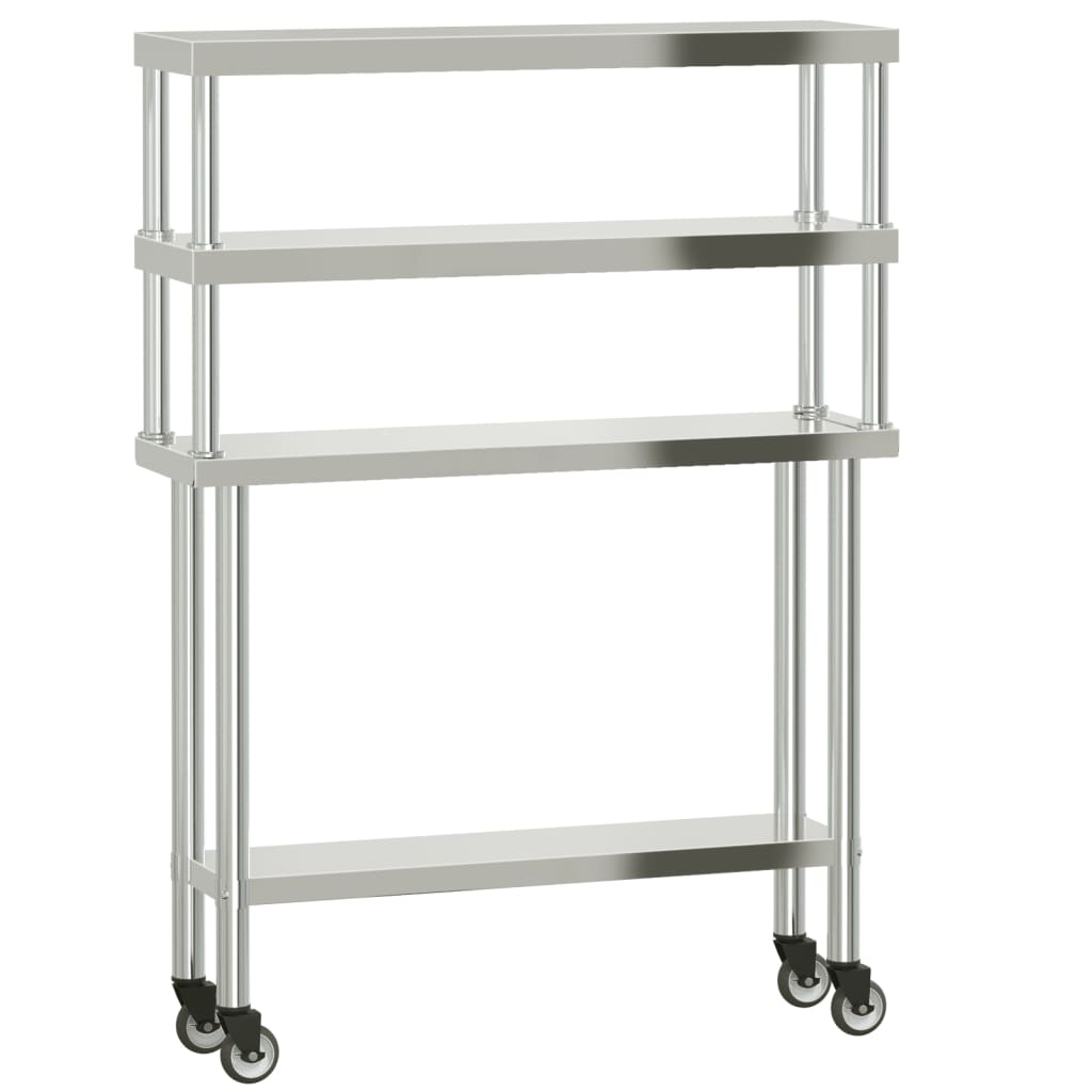 Vidaxl keukenwerktafel met bovenschap 110x30x150 cm roestvrij staal