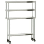 Vidaxl keukenwerktafel met bovenschap 110x30x150 cm roestvrij staal