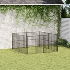 Vidaxl hondenkennel 8 panelen gepoedercoat staal zwart