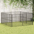 Vidaxl hondenkennel 8 panelen gepoedercoat staal zwart