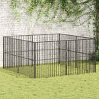 Vidaxl hondenkennel 8 panelen gepoedercoat staal zwart