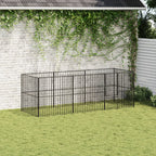 Vidaxl hondenkennel 8 panelen gepoedercoat staal zwart
