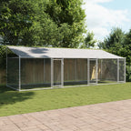 VidaXL Hondenhok met dak en deuren 6x2x2 m gegalvaniseerd staal grijs