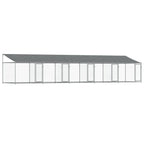 VidaXL Hondenhok met dak en deuren 10x2x2 m gegalvaniseerd staal grijs