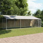 VidaXL Hondenhok met dak en deur 6x2x2 m gegalvaniseerd staal grijs