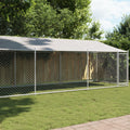VidaXL Hondenhok met dak en deur 8x2x2 m gegalvaniseerd staal grijs