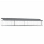 VidaXL Hondenhok met dak en deur 12x2x2 m gegalvaniseerd staal grijs