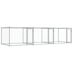 VidaXL Hondenhok met deuren 6x2x1,5 m gegalvaniseerd staal grijs
