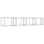 VidaXL Hondenhok met deuren 8x2x1,5 m gegalvaniseerd staal grijs