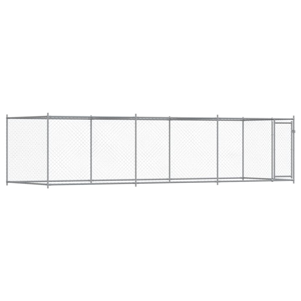 VidaXL Hondenhok met deur 6x2x1,5 m gegalvaniseerd staal grijs