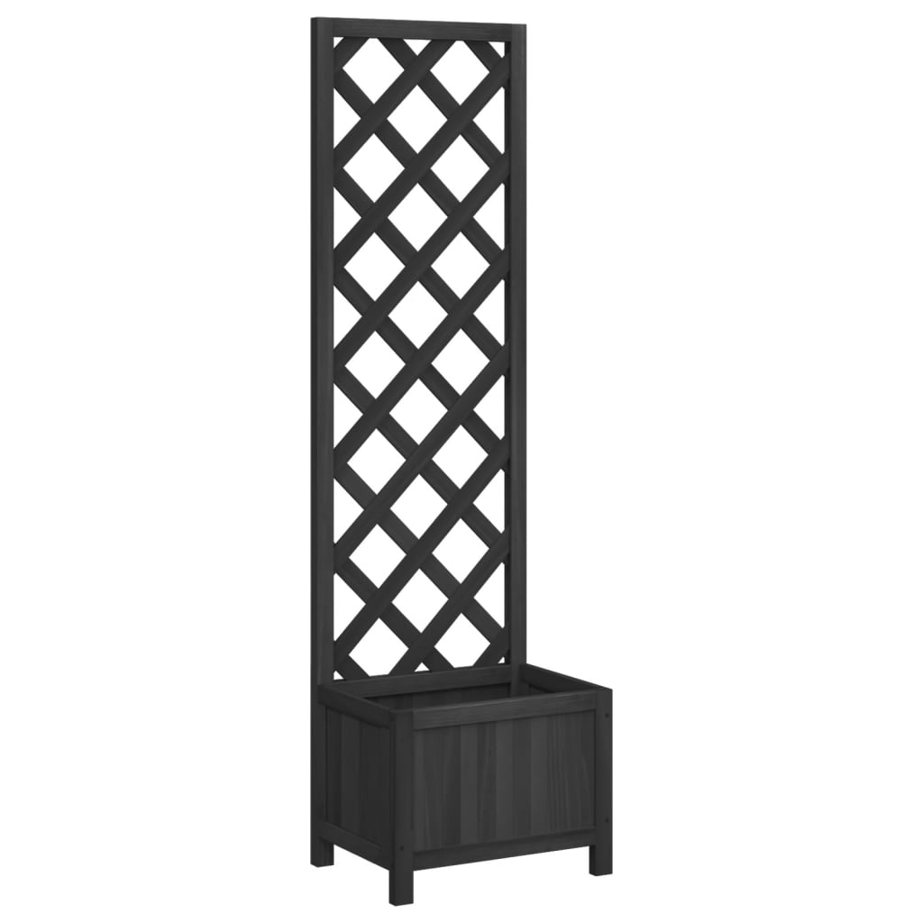 Vidaxl plantenbak met latwerk 40x30x135 cm massief vurenhout zwart