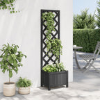 Vidaxl plantenbak met latwerk 40x30x135 cm massief vurenhout zwart