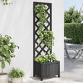 Vidaxl plantenbak met latwerk 40x30x135 cm massief vurenhout zwart